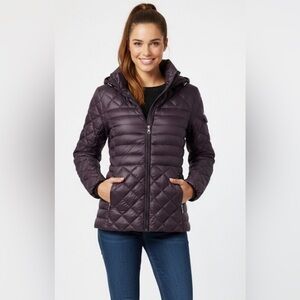 Lauren Ralph Lauren Quilted Feather Down Puffer Jacket Size Medium Deep Plum